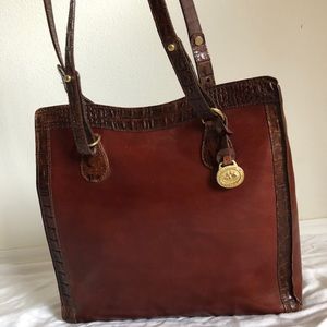 Vintage Brown Leather Brahmin Tote